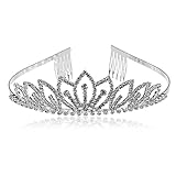 Rosenice Diadem, Krone mit Haarkamm, Tiara, Kristall, Strass, Blume, für B