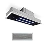 Klarstein High Line Deckenhaube, Einbau, 77 cm, EEK C, 410 m3/h, Umluft und Abluft, 3 Stufen, LED, Fernbedienung & Aktivkohlefilter, Dunstabzugshaube, Unterbauhaube, Edelstahl/schwarzes G