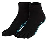 Piarini schwarz 1 Paar Zehensocken kurz ABS Socken aus Baumwolle Socken Yoga Tanzen Pilates Fitness 35 36 37 38
