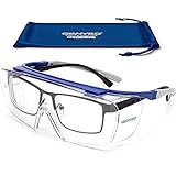 GENYED® Schutzbrille für Brillenträger, CE EN166 zertifiziert, Sicherheits-Überbrille, kratzfest, beschlagfrei, UV400-Gläser, verstellbare Bügel, Wrap-around, Sicherheitsb