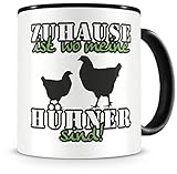 Samunshi® Hühner Tasse mit Spruch Zuhause ist Hühner Geschenk für Hühner Fans Kaffeetasse groß Lustige Tassen zum Geburtstag schwarz 300