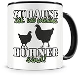 Samunshi® Hühner Tasse mit Spruch Zuhause ist Hühner Geschenk für Hühner Fans Kaffeetasse groß Lustige Tassen zum Geburtstag schwarz 300