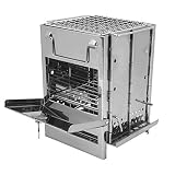 Tomantery Edelstahl Plug Pin Holzofen, Multifunktions-Edelstahlgrill Integrierter Klapp-Brennholzofen für den G