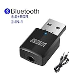 Bluetooth Adapter, SZMDLX Transmitter und Empfänger 2-in-1, USB Bluetooth 5.0 Dongle Stick Adapter 2 in 1 Sender Receiver mit 3,5mm digitales Audiokabel für PC TV Kopfhörer für Z