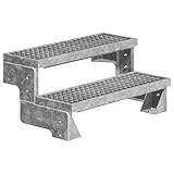 DOLLE Außentreppe Gardentop mit 2 Stufen | Geschosshöhe 36-44 cm │ Stufenauflage Gitterroststufen │ Stufenbreite: 100 cm | ohne Steigg