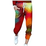 Damen Home Pyjama Casual Loose Leggings Elastischer Bund Casual Skinny Hosen Mit Plaid Schmal Pants Basic Bottoms Hosen Bandage Gummib