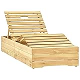 Festnight Garten-Sonnenliege mit Tisch Gartenliege Holz Sonnenliege Holz Liegestuhl Terassenliege Strandliege Kiefernholz Imprägniert 198 x 90 x (30-75) cm (L x B x H)