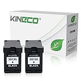 2 Kineco Tintenpatronen kompatibel mit HP 301XL 301 XL für HP Deskjet 2540, 1510, 1010, Envy 4500 e-All-in-One, 5530 eAIO, OfficeJet 4630, 4632 e-All-in-One - Schwarz 20