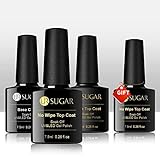 UR SUGAR 7,5ML Base Gel Coat Top Coat UV Nagellack Base und Top Coat Matte Top Coat Kit mit Geschenk Leuchtend Top Coat Gellack UV Top Coat Nagelset Gelnägel Starterset 4 F