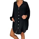 LOPILY Lockere Chiffon Bluse Damen Oversize Oberteile Freizeit Beiläufige Tunika Halb Transparente Bluse Sexy Oberteile Große Größen Long Shirts Damen Herbst Übergröße Tunika 54 52 (Schwarz, 52)