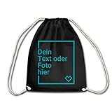 Spreadshirt Personalisierbarer Beutel Selbst Gestalten mit Foto und Text Wunschmotiv Turnbeutel, Schw