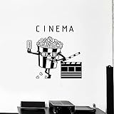 Kino Ticket Vinyl Wandtattoo Filmhaus Popcorn Filmen Aufkleber Dekoration Poster Kreative Zeichen Abziehbilder Schlafzimmer A8 58×56CM