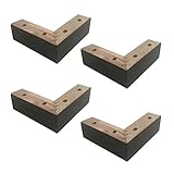 Set Von 4 Massivholz Sofa Füße,Holz Möbelfüße, 5cm Sieben-Zeichen-Schrankfüße,Couch Sessel Bett Beine Möbelbeine,Inklusive Montagezubehör (black)