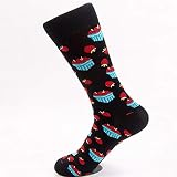 Lustige Socken,Coole Bunte Ausgefallene Neuheit Lässig Männer Und Frauen Erdbeerkorb Auf Schwarzem Muster Socken Modedesign Buntes Fröhliches Geschäftspartykleid Baumwollsocken Neuheit G(3pcs)