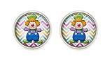 Kawaii Clown Cabochon Ohrstecker 12mm Schmuck silberfarben Harlekin Ohrring