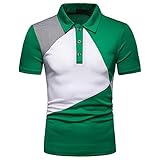 XPDD Herren Patchwork Revers Kurzarm Business Hemd T-Shirt mit Taste Tops für Männer Mode Weich Atmungsaktiv Bequem Kleidung Bluse Oberteile Kurzarm Sport Outdoor Tennis Golf Tops S