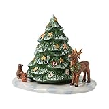 Villeroy und Boch - Christmas Toy's Memory 'Weihnachtsaum mit Waldtieren', dekorative Figur aus Hartporzellan, für Teelichter geeignet, bunt, 23 x 17 x 17