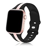 Designer-Sportarmband kompatibel mit Apple Watch iWatch Bänder, 40 mm, 38 mm, für Herren und Damen, weiches Silikonband, Armbänder für Apple Watch Series 6/5/4/3/2/1/SE [schwarz pink, 38 mm 40 mm]