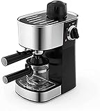 DONGSHUAI Kaffeemaschine Haushaltskleine Mini-Kaffeemaschine Voll Halbautomatische Dampf-Typ Edelstahl Schrumpfkaffee Latte Cappuccino (Schwarz)