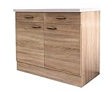 Flex-Well Küchenschrank HERNE - Unterschrank - 2-türig, 2 Schubladen - Breite 100 cm - Eiche S