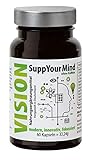 SuppYourMind VISION Pflanzlicher Gedächtnis Booster zur Leistungssteigerung, Aufmerksamkeit, Konzentration und Gedächtnis | 100% Vegan mit Ginseng, Ginko & Cholin | OHNE KOFFEIN