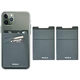 WUOJI Double Pocket Phone Wallet - Klebekartenhalter - Handy Etui mit RFID-Kartenhalter -Kreditkarten und Bargeld tragen-Gray/2PC