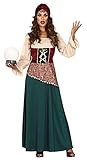 shoperama Zigeunerin Damen Kostüm Gipsy Kleid und Turban Wahrsagerin Zauberin Hellseherin, Größe:S
