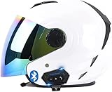 Open Face Motorrad Bluetooth Helm mit Sonnenblende 3/4 Halbhelm,ECE-geprüfter Crash Jet Helm mit Bluetooth Mikrofon,für Jugend Männer und Frauen (Color : 11, Größe : S)