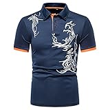 Poloshirt Herren Druck Kurzarmshirt Herren Sommer Regular Fit Kent Kragen Tops Herren Bergsteigen Camping Surfen Sportshirt Herren Lässig All-Match T-Shirt H