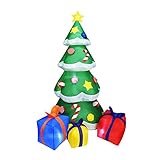 YLJJ 7-Fuß-LED beleuchteter riesiger aufblasbarer Weihnachtsbaum mit 3 Geschenkverpackungen, perfekt für die Dekoration im Garten, Indoor-Outdoor-Yard-Garten-Weihnachtsdek
