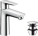 hansgrohe Wasserhahn Talis (Armatur mit Auslauf Höhe 110mm und Push-Open Ablaufgarnitur) C