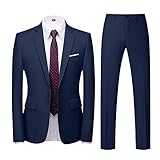 Yowablo Anzug Herren Slim Fit 2 Teilig Anzüge Modern Herrenanzug 2-Teilig Sakko Hose für Business Hochzeit (XXL,4dunkelblau)