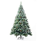 PrimoLiving Künstlicher Tannenbaum Weihnachtsbaum 180 cm mit Schnee-Effekt und Tannenzapfen (P-12963)