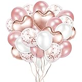 Crislove Rosegold Luftballon Set, 48 Stück Folienballon Set, Konfetti Luftballons & Latex Ballons mit Bändern für Geburtstag, Hochzeit, Babyparty, Dekoration, Geschäftstätigkeit (Rosegold)