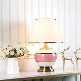 AAXYZX Moderne einfache Schreibtischlampe Keramik Tischlampe Nachttisch-Desktop-Lichter Wohnzimmer Schlafzimmer dekorieren Lampe Gold Keramikglasuroberfläche, Knopfschalter,LED Schreibtischlamp