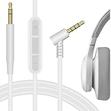 Geekria QuickFit Audiokabel kompatibel mit JBL E35 E40 E40BT E45BT E50BT E55BT 650BTNC 600BTNC Kopfhörerkabel, 2,5 mm AUX Ersatz-Stereo-Kabel mit Inline-Mikrofon (weiß 1,5 m)