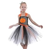 DKee Ballettkleid Kleinkind Mädchen Aktiv/Prinecess Tanzkostüm Süß Patchwork Spitze Tüll Fliege Ärmellos Midi Knielang Polyesterkleid Orange (Farbe: Orange, Größe: XL)