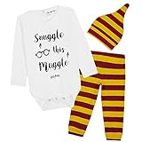 Harry Potter Baby Body Langarm, Baby Strampler Zweiteilig, Baby Overall Schlafstrampler (Burgund, 9-12 Monate)