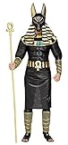 shoperama 7-teiliges Herren Kostüm Ägyptischer Gott Anubis König Ägypter Verkleidung Totengott Mythologie Gottheit, Größe:XL/XXL