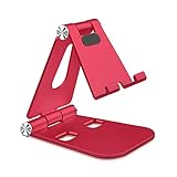 Mipcase Verstellbarer Handyständer, Faltbarer Tablet-Ständer Kompatibel mit iPhone 12 Mini, 12 Pro Max, 11 Pro, Xs, XR, 8, 7, 6S Plus, SE, Samsung S10 S9 S8, Huawei (Rot)