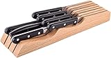 PENGHON Holzmesser-Blockhalter, Messerschubladen-Organizer-Einsatz, leerer In-Drawer-Messer-Organizer für Küchenschubladen aus hochwertigem Moso-Holz… (Regulär)