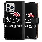 DeinDesign Klapphülle kompatibel mit Apple iPhone 13 Pro Handyhülle aus Kunst Leder schwarz Flip Case Kawaii Fanartikel Hello Kitty