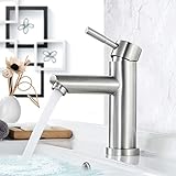 Faulkatze Wasserhahn Bad Edelstahl Waschtischarmatur Waschbecken Armatur Bad Wasserhahn Mischbatterie Einhebelmischer Waschbeckenarmatur, M