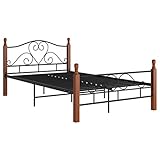 200 x 120 cm Doppelbettgestell aus Metall, Plattform für Doppelbett, robuste Halterung für Bett, Lauflernhilfe für Erwachsene, einfache Montage, Schwarz und dunkles H