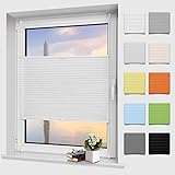 Homland Plissee ohne Bohren Klemmfix Rollo Jalousie Weiß 35x130cm (BxH) Plisseerollo Crushed Optik Easyfix Faltrollo für Fenster Tür Lichtdurchlässig und Blickdicht Sicht-und S