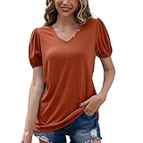 JKOAGH Casual Baumwoll Blouse Shirt Sexy Outfits Damen Bodies Damen Tshirt Damen Herbst Kleidung Bluse Oktoberfest Damen(Orange,XXXL)