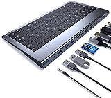 USB C. Hub Wired Keyboard mit Ziffernblock 11 in 1 Tastatur Hub-Dockingstation mit Tastatur mit HDMI RJ45, 3 USB Ports, 10 0W PD, SD/TF Karten-Leser, Full-Size-T