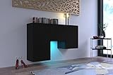 Furnitech K1 Modernes Wohnzimmer, Kommode, Schrank, Sideboard, Schlafzimmer, Esszimmer, Wohnzimmermöbel Matt (LED RGB 16 Farben, K1-18M-B8)