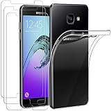 ivoler Hülle für Samsung Galaxy A5 2016, mit 3 Stück Panzerglas Schutzfolie, Dünne Weiche TPU Silikon Transparent Stoßfest Schutzhülle Durchsichtige Handyhülle Kratzfest C