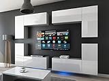 Furnitech Future C20 Modernes Wohnzimmer Wohnwand Wohnschrank Schrankwand Mediawand Möbel (LED RGB 16 Farben, C20_HG_W_2 1A)